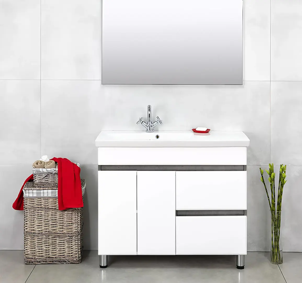 Dulap sub lavoar Bayro Urbano Pro 1000 (White/Chicago Dark Concrete)