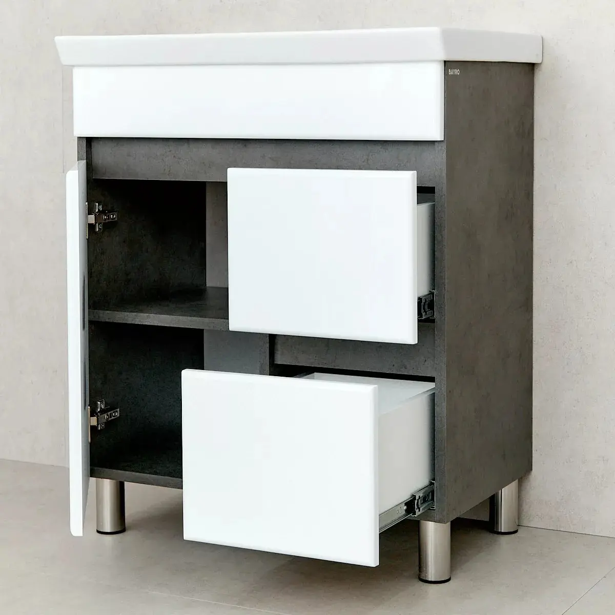 Dulap sub lavoar Bayro Urbano Pro 700 (White/Chicago Dark Concrete)