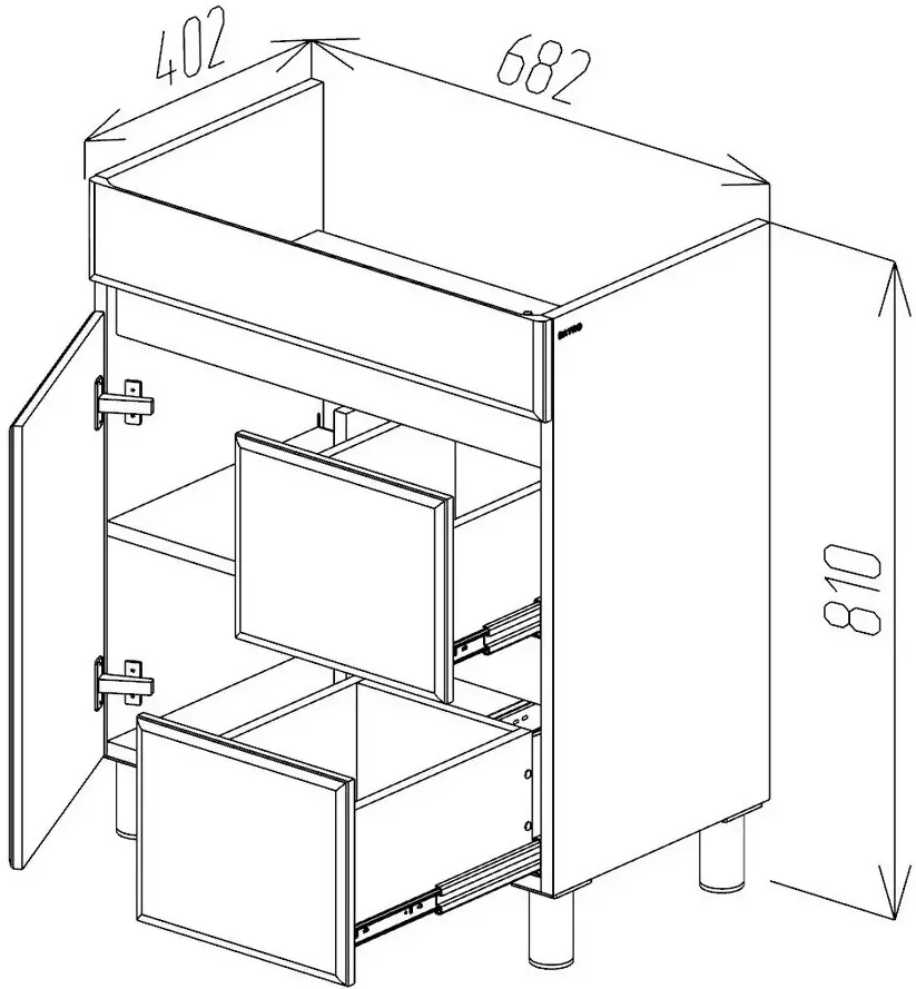Dulap sub lavoar Bayro Urbano Pro 700 (White/Chicago Dark Concrete)