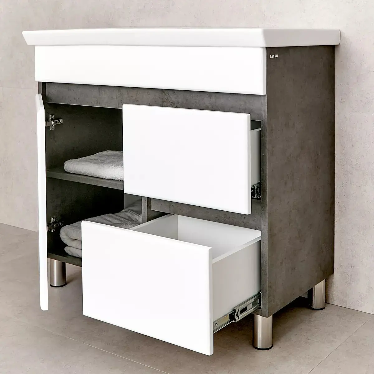 Dulap sub lavoar Bayro Urbano Pro 850 (White/Chicago Dark Concrete)