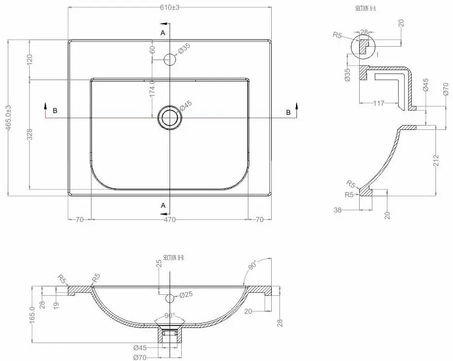 Dulap sub lavoar de podea Bayro Positano Argo 600