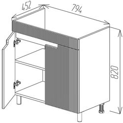 Dulap sub lavoar de podea Bayro Positano Duo Argo 800 Thumb