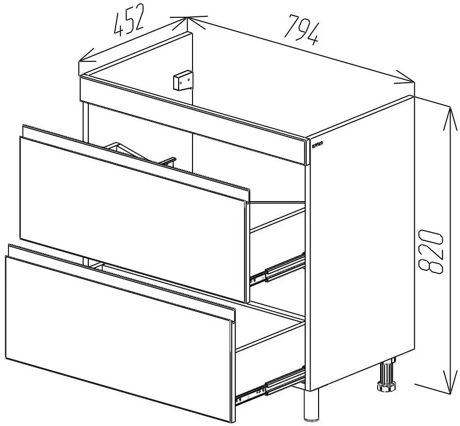 Dulap sub lavoar de podea Bayro Studio Argo 800 (White Matte)