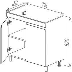 Dulap sub lavoar de podea Bayro Studio Duo Argo 800 (White Matte) Thumb