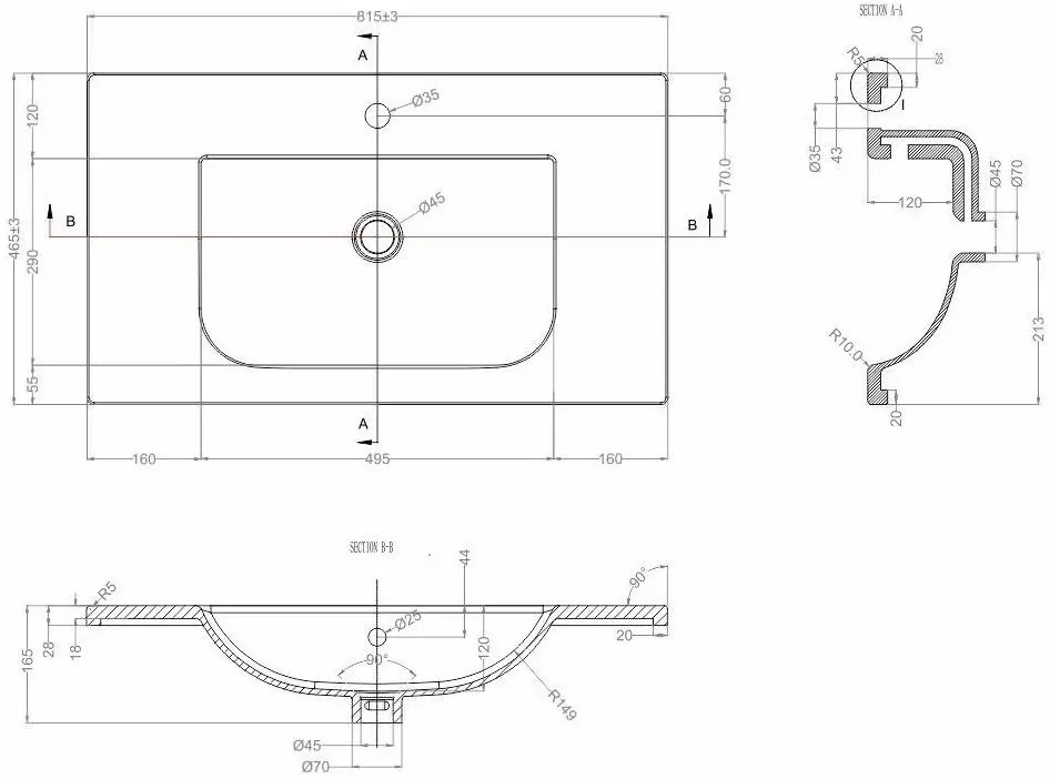 Dulap sub lavoar de podea Bayro Studio Duo Argo 800 (White Matte)