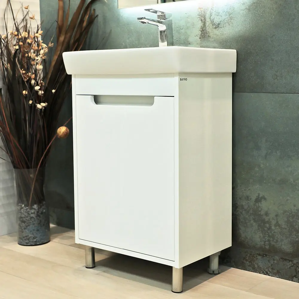 Dulap sub lavoar cu picioare Bayro Venus Neon 450 (White)