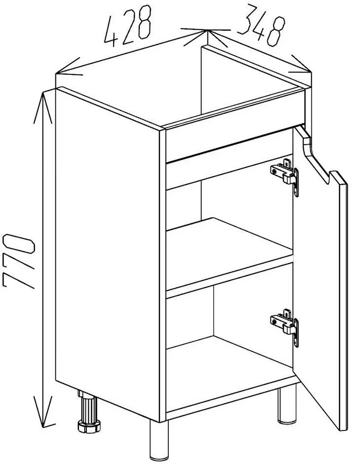 Dulap sub lavoar cu picioare Bayro Venus Neon 450 (White)