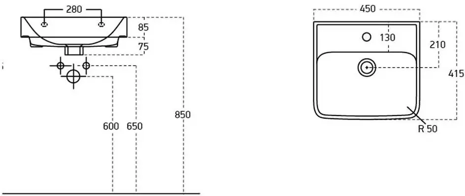 Dulap sub lavoar cu picioare Bayro Venus Neon 450 (White)