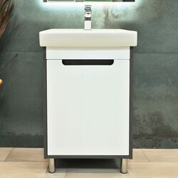 Dulap sub lavoar de podea Bayro Venus Neon 450 (White/Chicago Dark Concrete)