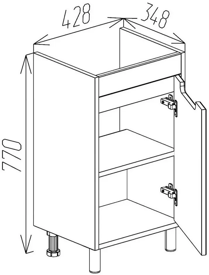 Dulap sub lavoar de podea Bayro Venus Neon 450 (White/Chicago Dark Concrete)