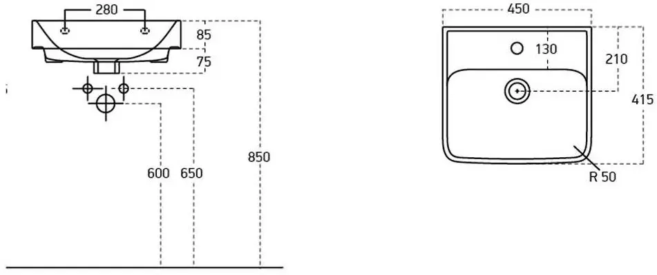 Dulap sub lavoar de podea Bayro Venus Neon 450 (White/Chicago Dark Concrete)
