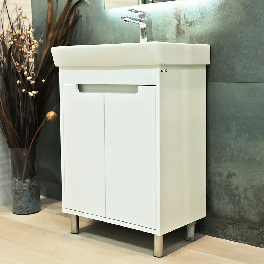 Dulap sub lavoar cu picioare Bayro Venus Neon 500 (White)