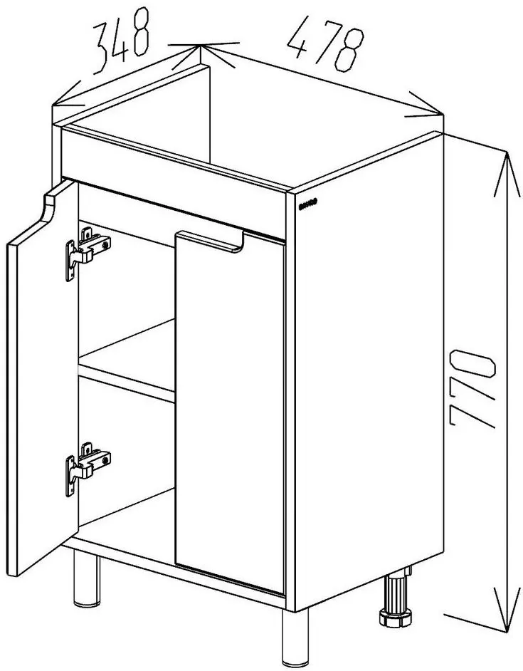 Dulap sub lavoar cu picioare Bayro Venus Neon 500 (White)