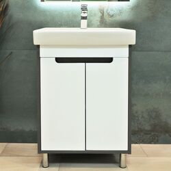 Dulap sub lavoar de podea Bayro Venus Neon 500 (White/Chicago Dark Concrete)