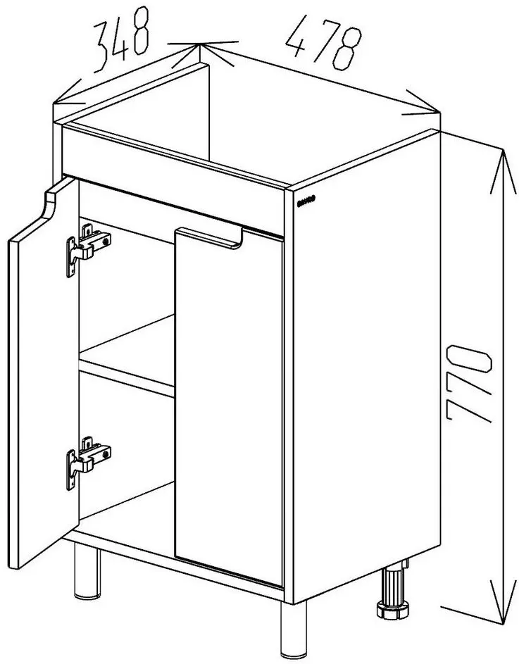 Dulap sub lavoar de podea Bayro Venus Neon 500 (White/Chicago Dark Concrete)