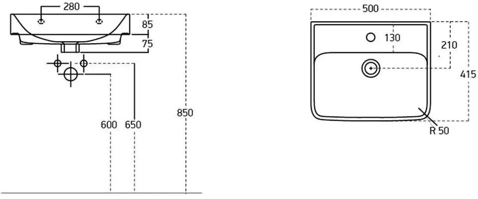 Dulap sub lavoar de podea Bayro Venus Neon 500 (White/Chicago Dark Concrete)