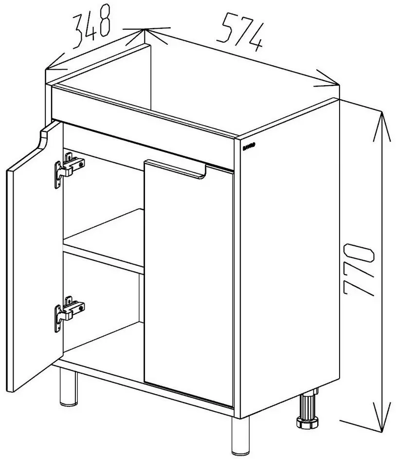 Dulap sub lavoar cu picioare Bayro Venus Neon 600 (White)