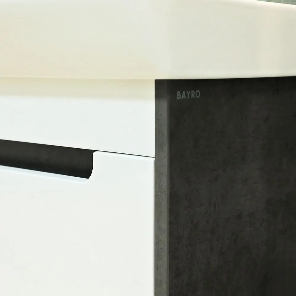 Dulap sub lavoar de podea Bayro Venus Neon 600 (White/Chicago Dark Concrete)