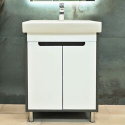 Dulap sub lavoar de podea Bayro Venus Neon 600 (White/Chicago Dark Concrete)