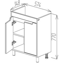 Dulap sub lavoar de podea Bayro Venus Neon 600 (White/Chicago Dark Concrete) Thumb