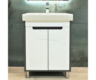 Dulap sub lavoar de podea Bayro Venus Neon 600 (White/Chicago Dark Concrete)