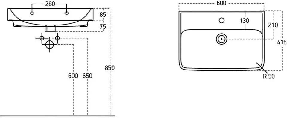 Dulap sub lavoar de podea Bayro Venus Neon 600 (White/Chicago Dark Concrete)
