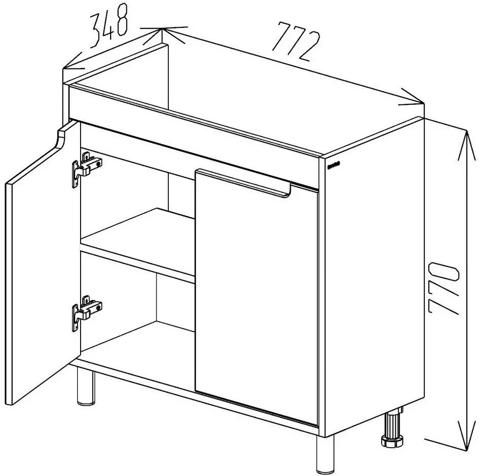 Dulap sub lavoar cu picioare Bayro Venus Neon 800 (White)