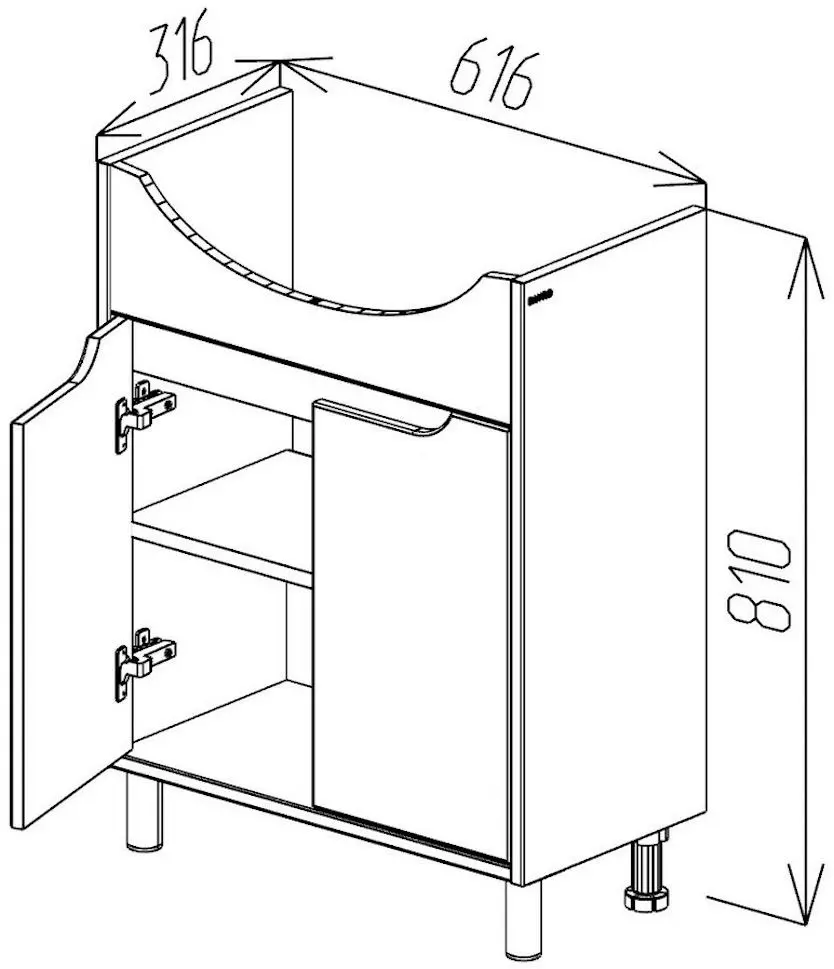 Dulap sub lavoar de podea Bayro Venus Pro Zenon 650 (White)