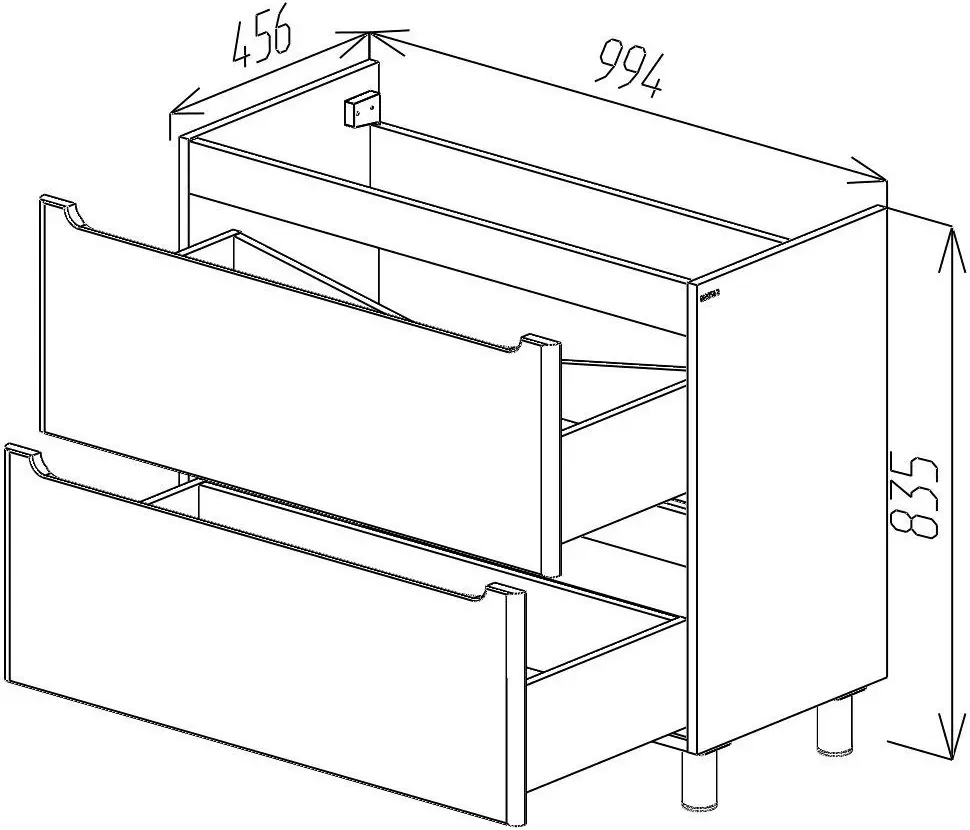Tumba sub lavoar Bayro Bergamo 1000 (White Matte) - 4