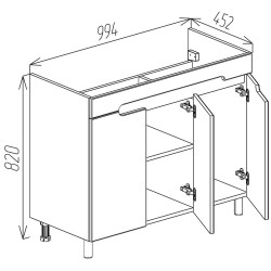 Dulap sub lavoar Bayro Etna Duo 1000 (White Matte) Thumb