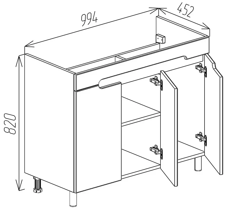 Dulap sub lavoar Bayro Etna Duo 1000 (White Matte)