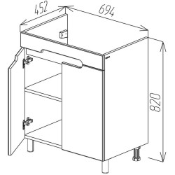 Тумба под умывальник Bayro Etna Duo 700 (White Matte) Thumb
