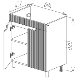 Dulap sub lavoar Bayro Positano Duo 700 (White Matte) Thumb
