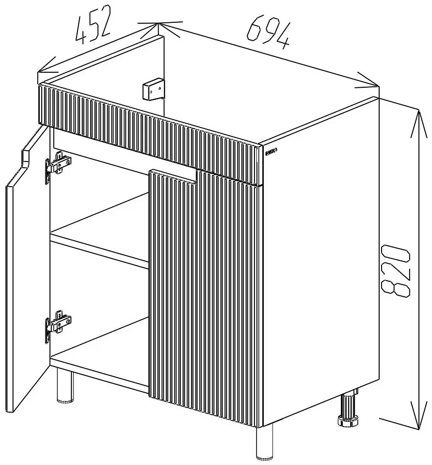 Dulap sub lavoar Bayro Positano Duo 700 (White Matte)
