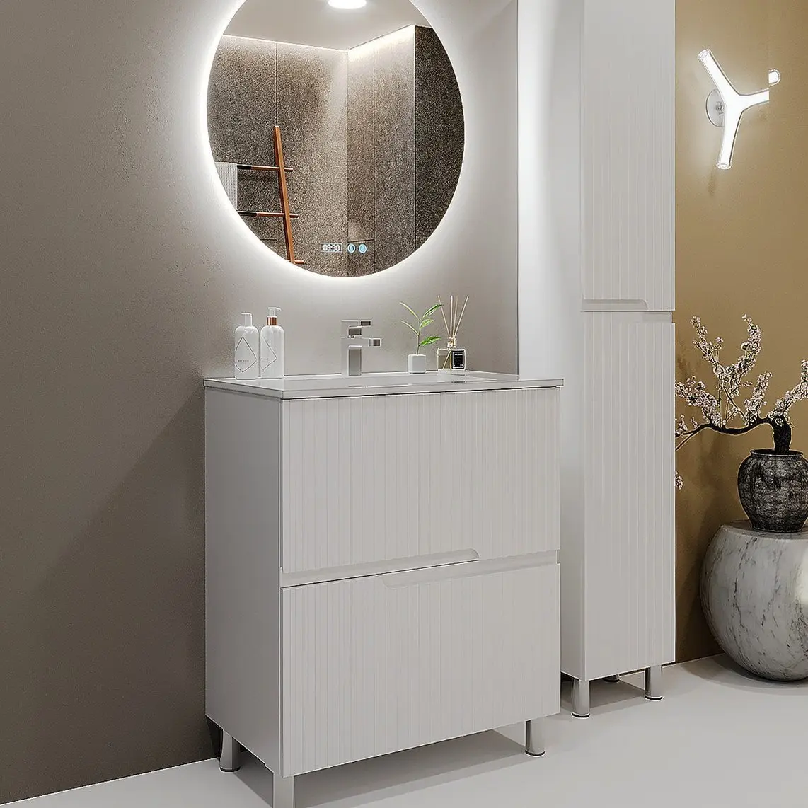 Tumba sub lavoar Bayro Santos 600 (White Matte) - 2
