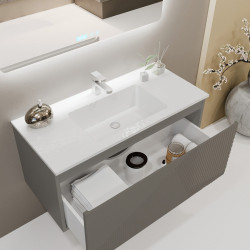 Тумба под умывальник Bayro Sensi 1000 подвесная (Light Grey/Black) Thumb