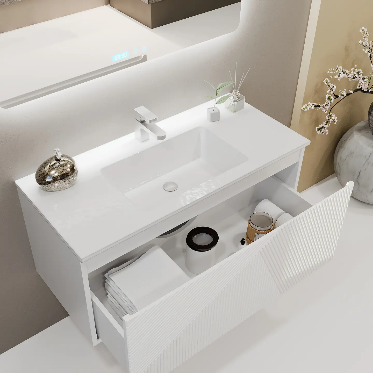 Dulap sub lavoar Bayro Sensi 1000 (White Matte)