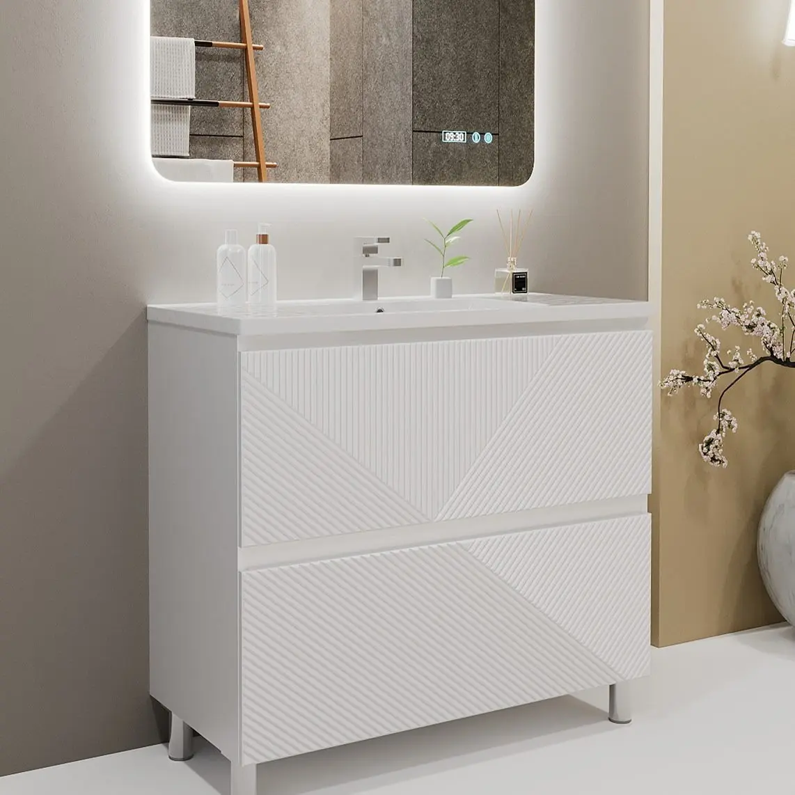 Tumba sub lavoar Bayro Sensi 1000 (White Matte) - 2