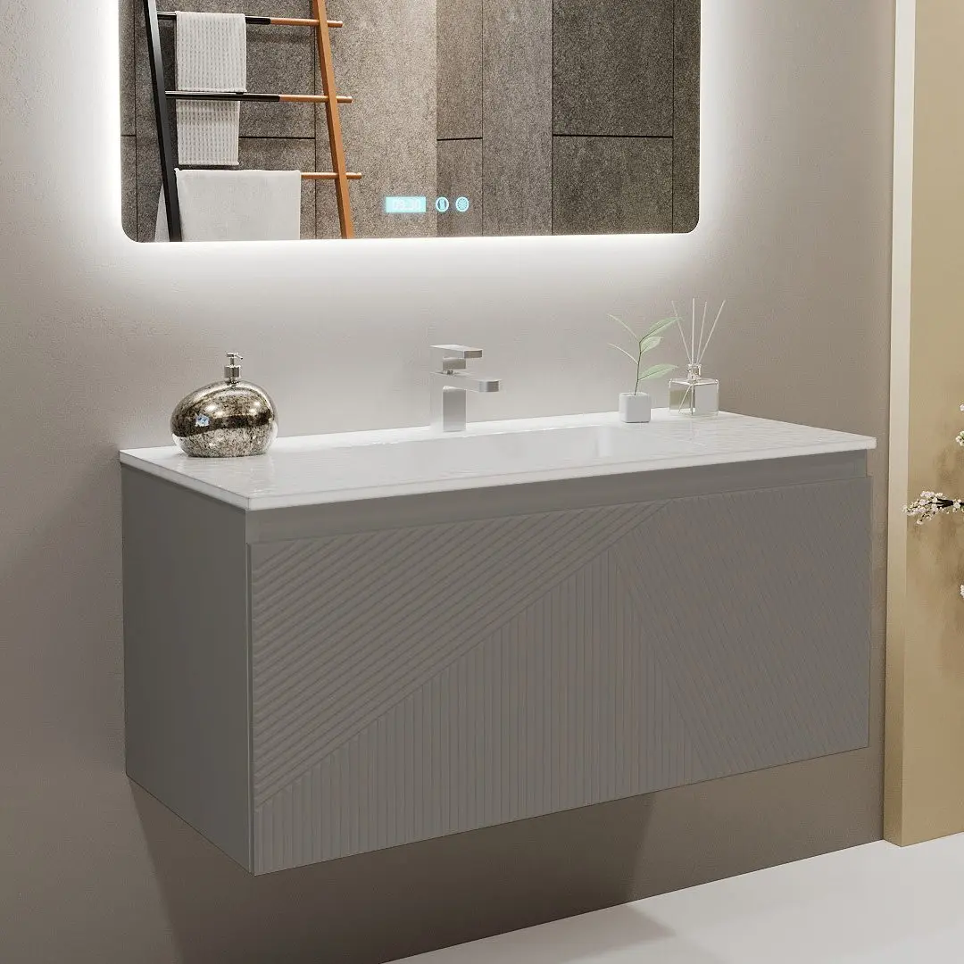 Тумба под умывальник Bayro Sensi 800 подвесная (Light Grey/White) - 2