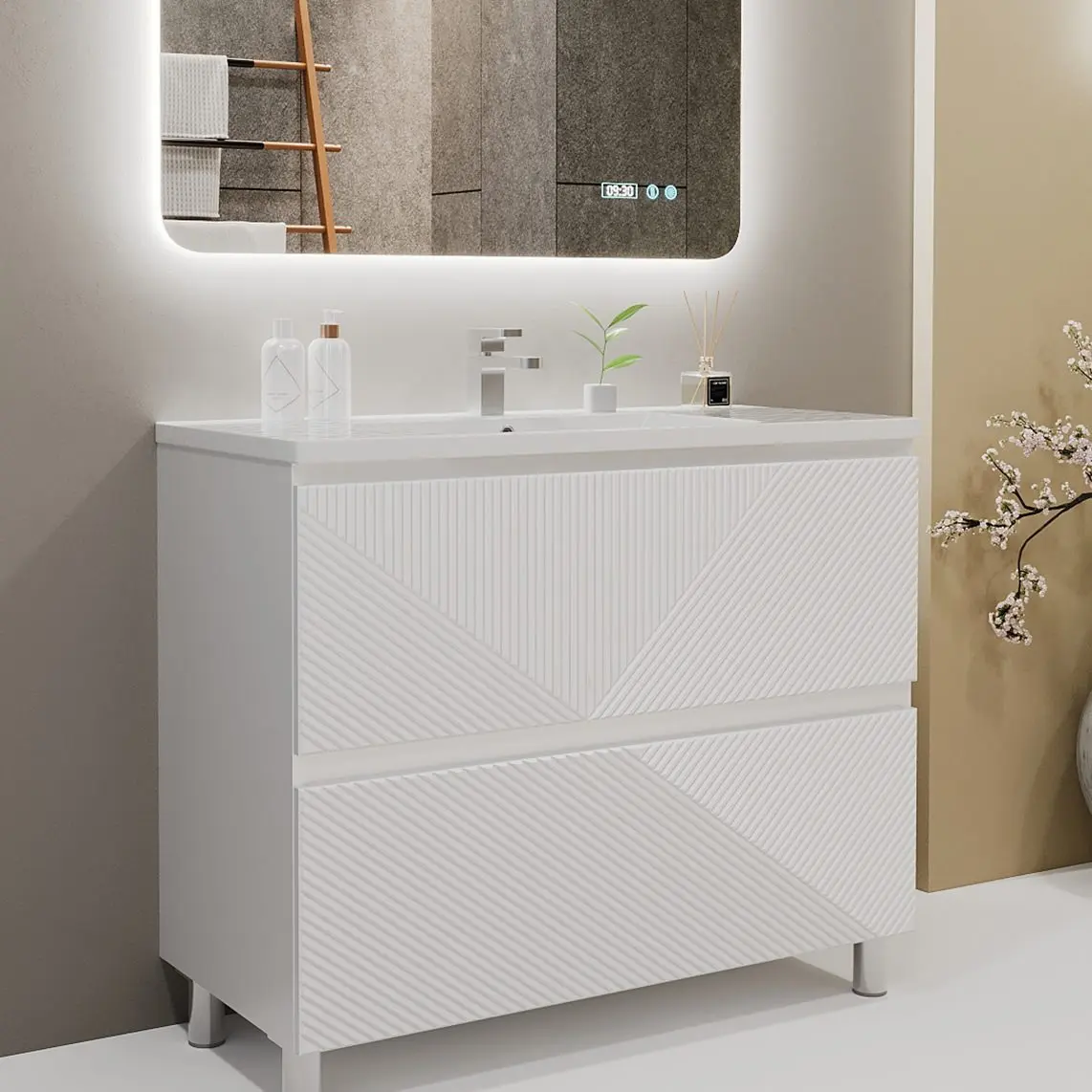 Tumba sub lavoar Bayro Sensi 800 (White Matte) - 2