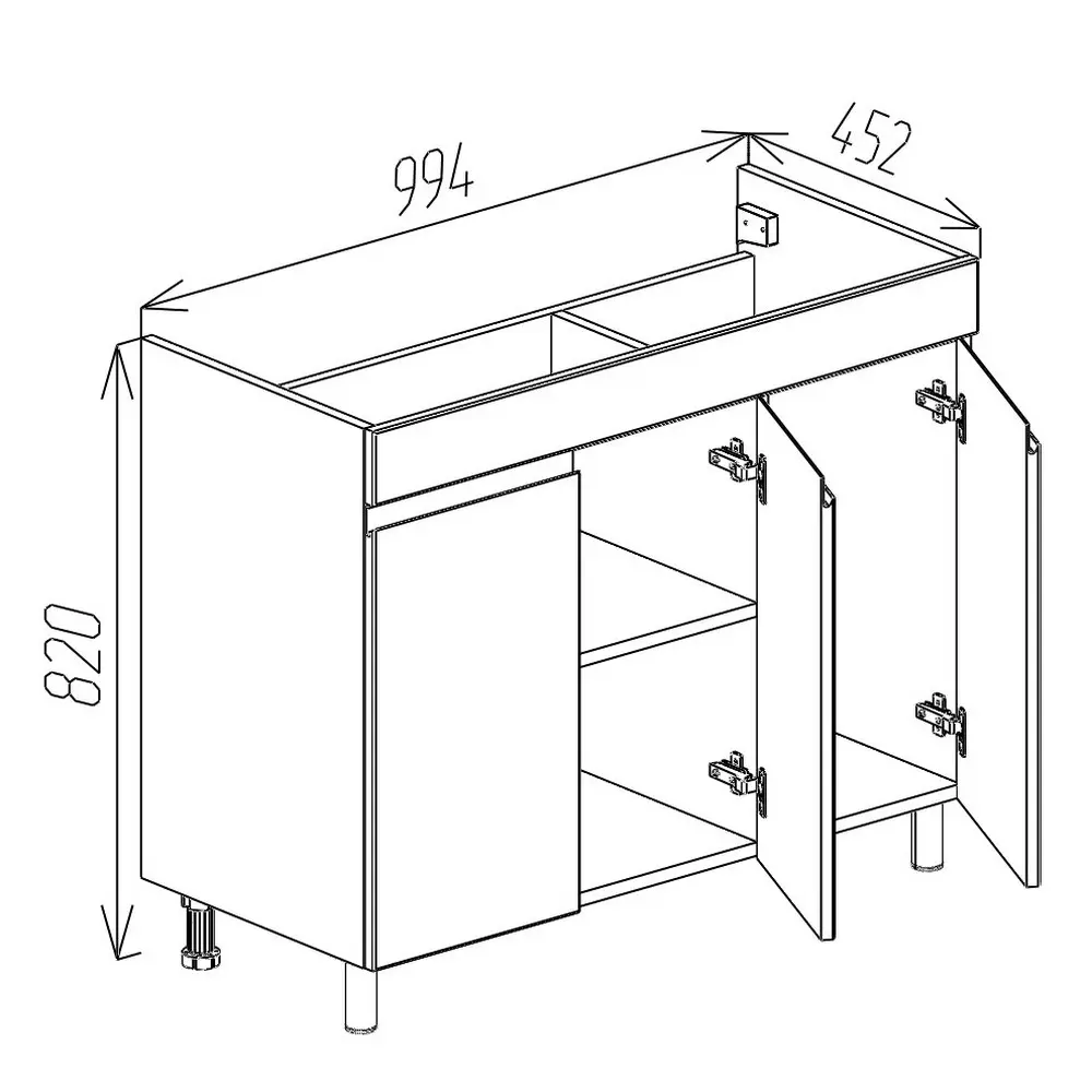 Dulap sub lavoar Bayro Studio Duo 1000 (White Matte)