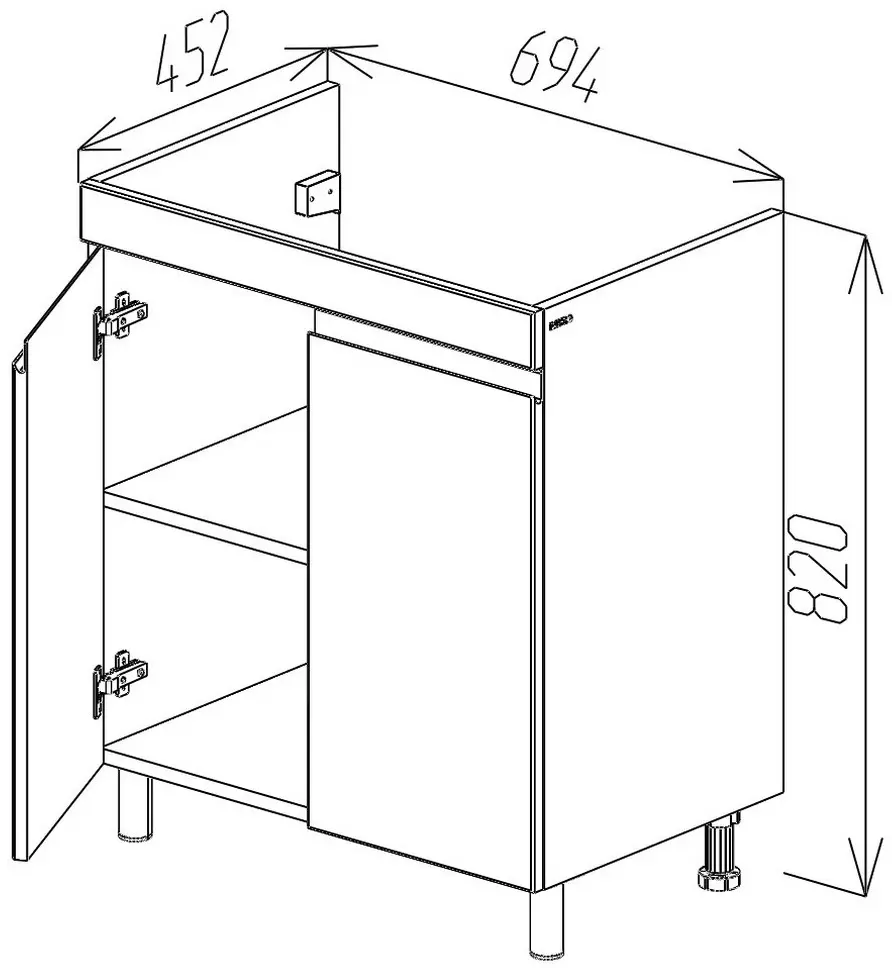 Dulap sub lavoar Bayro Studio Duo 700 (White Matte)