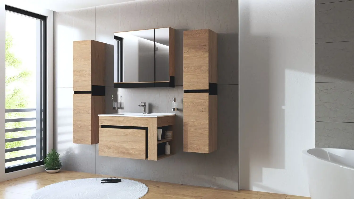 Dulap sub lavoar Halmar Duesa SU-80 (Craft Oak Gold/Black)