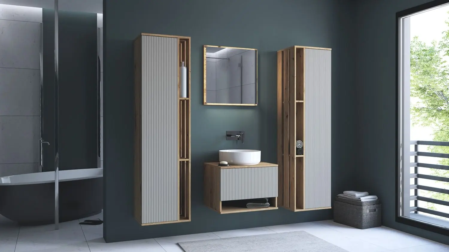 Dulap sub lavoar Halmar Avolia SU-60 (Artisan Oak/Cashmere Matt)