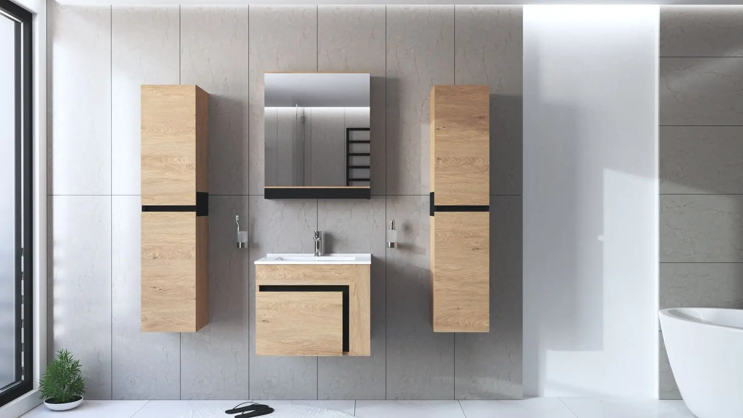 Dulap sub lavoar Halmar Duesa SU-60 (Craft Oak Gold/Black)