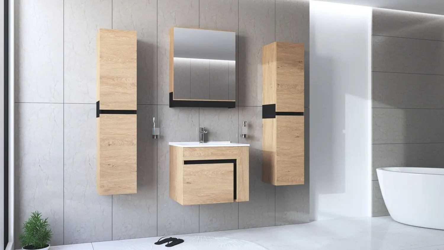 Dulap sub lavoar Halmar Duesa SU-60 (Craft Oak Gold/Black)