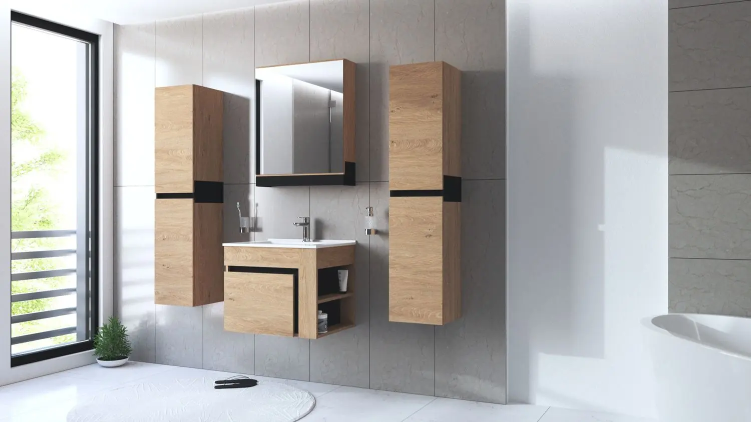 Dulap sub lavoar Halmar Duesa SU-60 (Craft Oak Gold/Black)