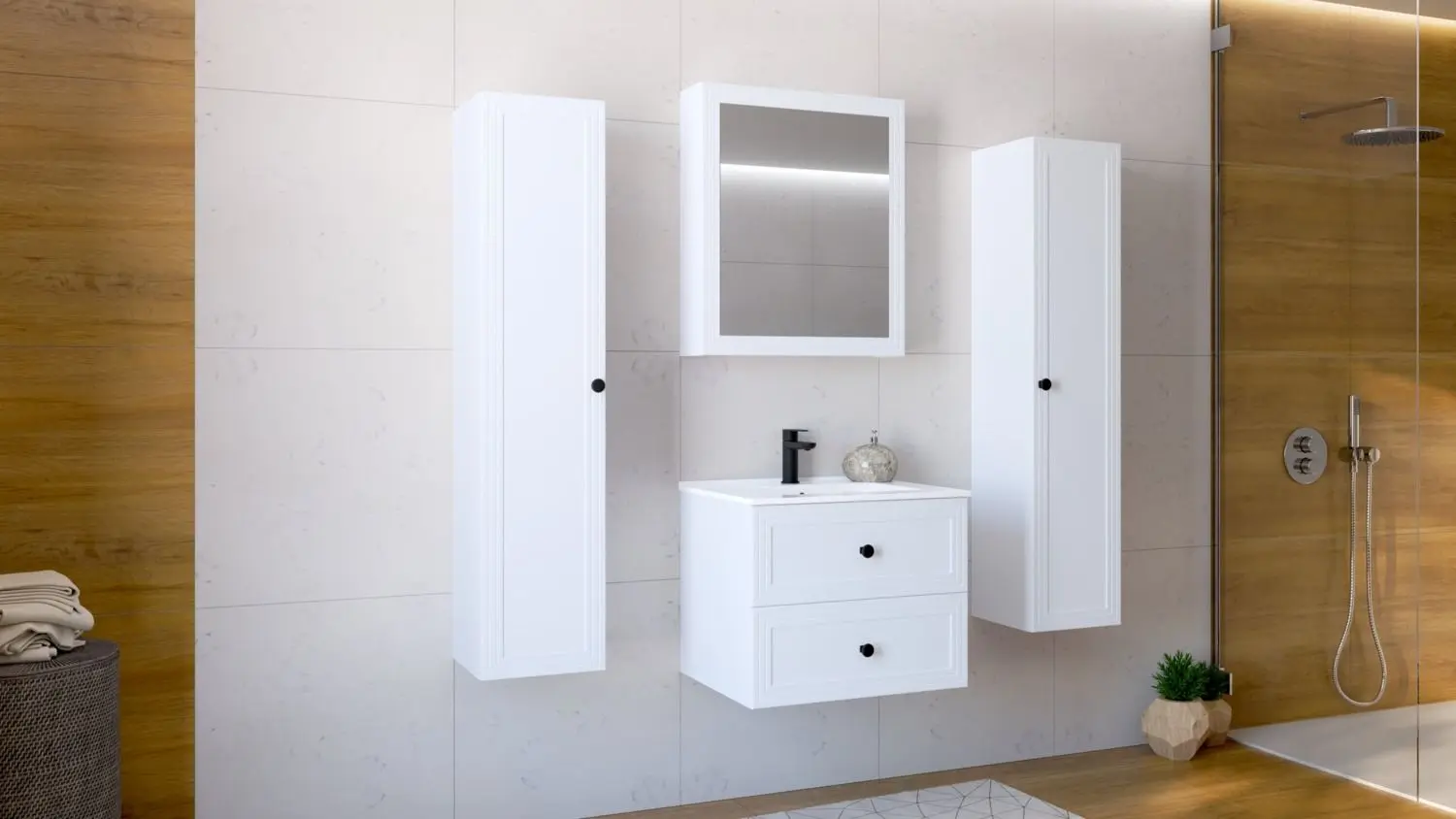 Dulap sub lavoar Halmar Toreto SU-60 (White Matt)