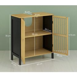 Dulap sub lavoar Homcom 834-671V00BK 60x30x70 cm (Natural/Black) Thumb
