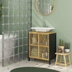 Dulap sub lavoar Homcom 834-671V00BK 60x30x70 cm (Natural/Black)